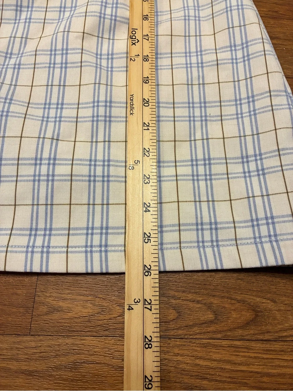 Sleeveless Plaid A-Line Dress in Cream and Light Blue Size Medium